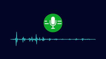 Microphone Voice Record icon with audio wave frequency digital animation. video