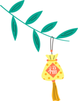 un amarillo fragante sobres en el bambú hojas png