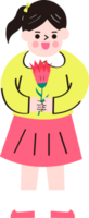 a girl hold a carnation png