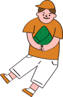 een jongen houden een rijst- knoedel png