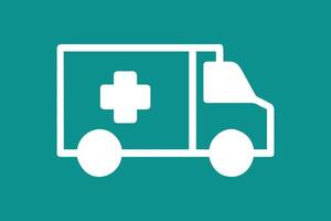 an ambulance icon on a blue background vector