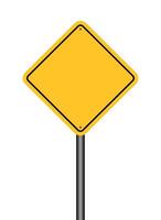 Blank yellow road sign on white background vector