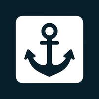 an anchor icon on a black background vector