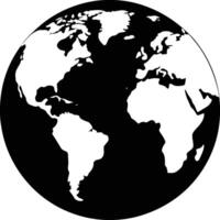 Black a large globe silhouette on white background vector