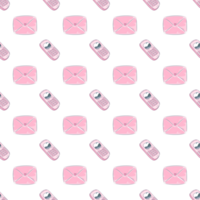 seamless pattern background of pink vintage mobile phone and envelope png