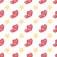 seamless pattern background of cute heart and star png