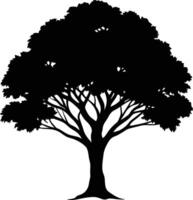 negro goma árbol silueta en blanco antecedentes vector