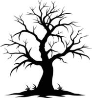 Black dead tree silhouette on white background vector