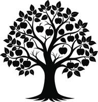 Black apple tree silhouette on white background vector