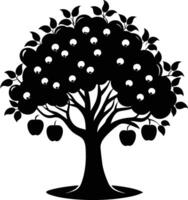 Black apple tree silhouette on white background vector