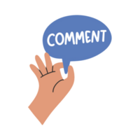 Hand with comment icon button illustration png