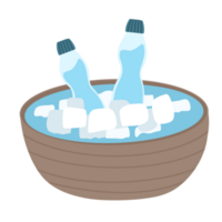 Water bottle in ice basket illustration png