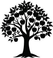 Black apple tree silhouette on white background vector