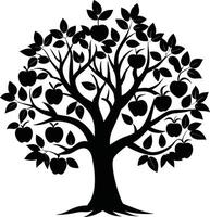 Black apple tree silhouette on white background vector