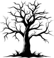 negro muerto árbol silueta en blanco antecedentes vector