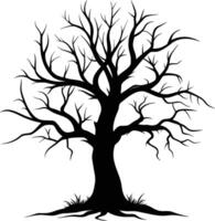 negro muerto árbol silueta en blanco antecedentes vector