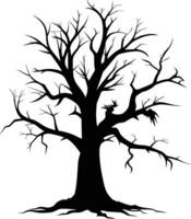 negro muerto árbol silueta en blanco antecedentes vector