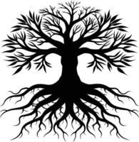 Silhouette of a tree with roots vector