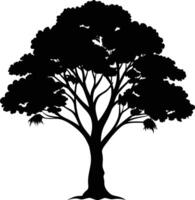 negro goma árbol silueta en blanco antecedentes vector