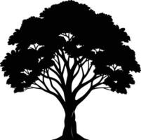 negro goma árbol silueta en blanco antecedentes vector