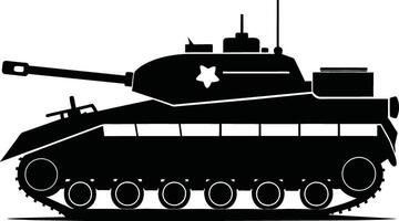 negro tanque silueta en blanco antecedentes vector