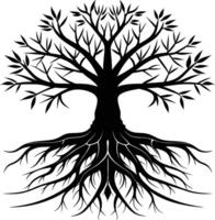 Silhouette of a tree with roots vector