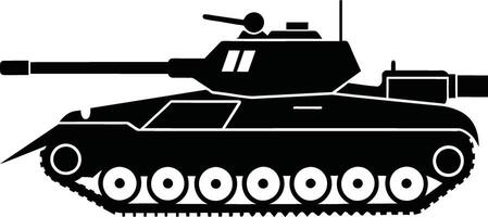 negro tanque silueta en blanco antecedentes vector