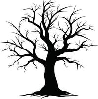 Black dead tree silhouette on white background vector