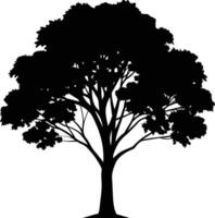 negro goma árbol silueta en blanco antecedentes vector