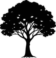 negro goma árbol silueta en blanco antecedentes vector