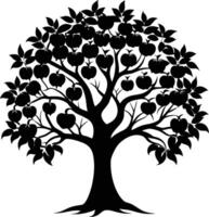 Black apple tree silhouette on white background vector