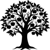 Black apple tree silhouette on white background vector