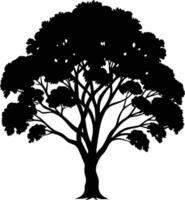 negro goma árbol silueta en blanco antecedentes vector