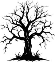 Black dead tree silhouette on white background vector