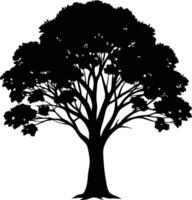 negro goma árbol silueta en blanco antecedentes vector