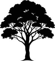 negro goma árbol silueta en blanco antecedentes vector