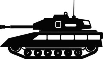 negro tanque silueta en blanco antecedentes vector