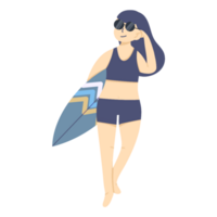 mujer surf ilustración png