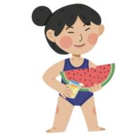 Girl eating watermelon png