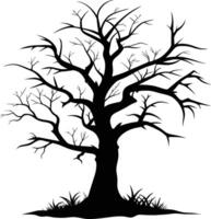 negro muerto árbol silueta en blanco antecedentes vector