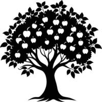 Black apple tree silhouette on white background vector