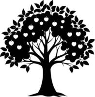 Black apple tree silhouette on white background vector