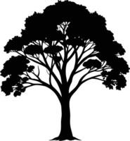 negro goma árbol silueta en blanco antecedentes vector