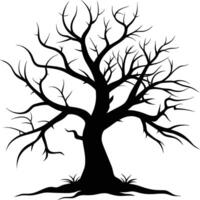 negro muerto árbol silueta en blanco antecedentes vector