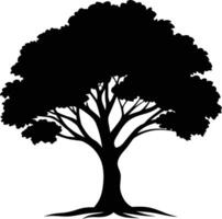 negro goma árbol silueta en blanco antecedentes vector