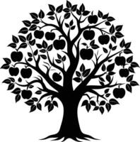 Black apple tree silhouette on white background vector