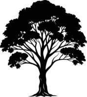 negro goma árbol silueta en blanco antecedentes vector