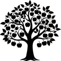 Black apple tree silhouette on white background vector