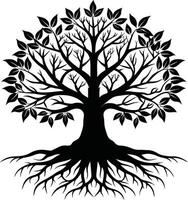 Silhouette of a tree with roots vector