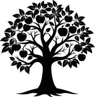 Black apple tree silhouette on white background vector